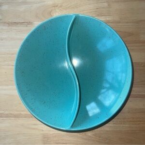 Vintage MCM Kenro Holiday Divided Turquoise Speckled Melmac Melamine 9 Inch Bowl